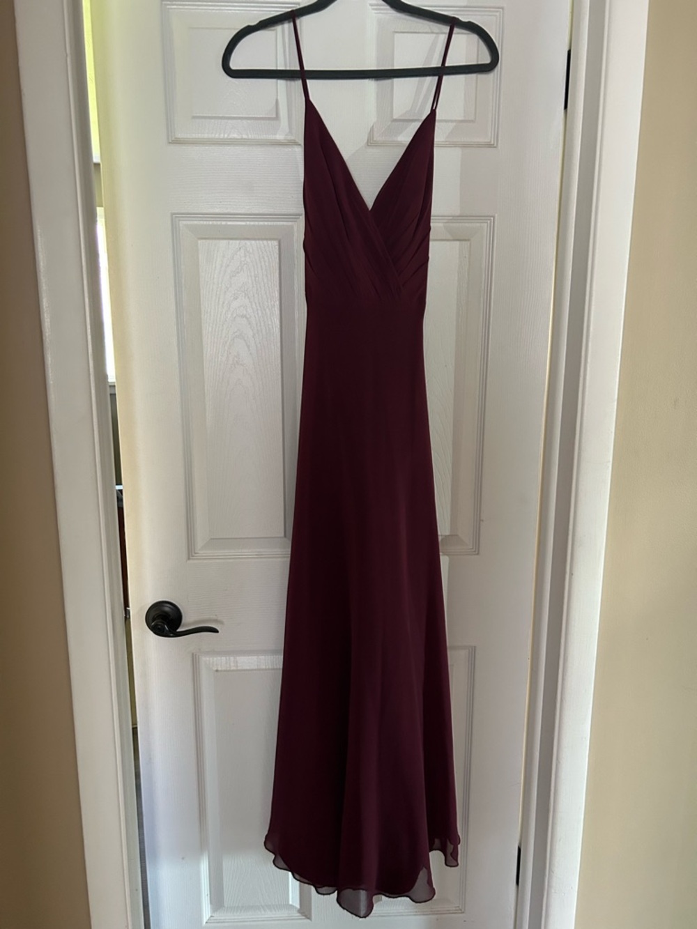 David's Bridal Wine Burgundy Spaghetti Strap Maxi Dress